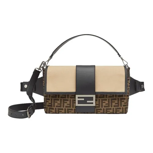 FENDI Baguette Холст с кожей Сумка-багет Сумка на одно плечо Сумка через плечо Большая мужская