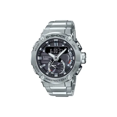 CASIO г Steel Collection Dual Display Disk Кварцевый механизм Нержавеющая сталь Ремешок Часы Мужские Серебристый циферблат