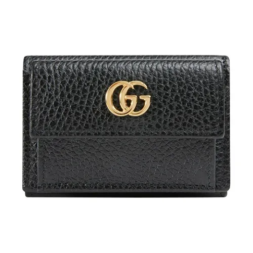 GUCCI GG Marmont Кожа Тридцать процентов Застежка на кнопки Кошелек Женские Черный