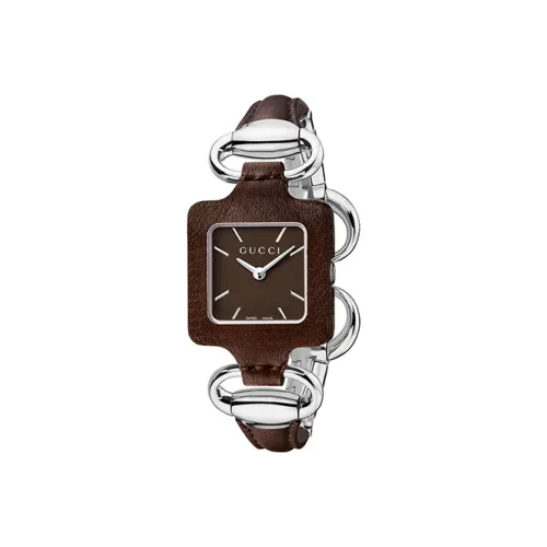 GUCCI 1921 Наручные часы Кварцевый механизм Кожаный ремешок Кофейный циферблат Женские часы