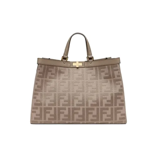 FENDI PeekabooX Tote Коллекция Холщовая Сумка Сумка-тоут Сумка для покупок Сумка среднего размера Женская Серый