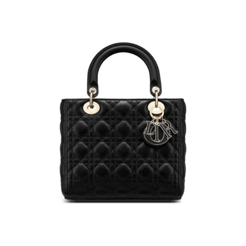 DIOR Lady Dior Sheepskin Сумка Lady Dior Сумка через плечо Сумка среднего размера Женская Черная