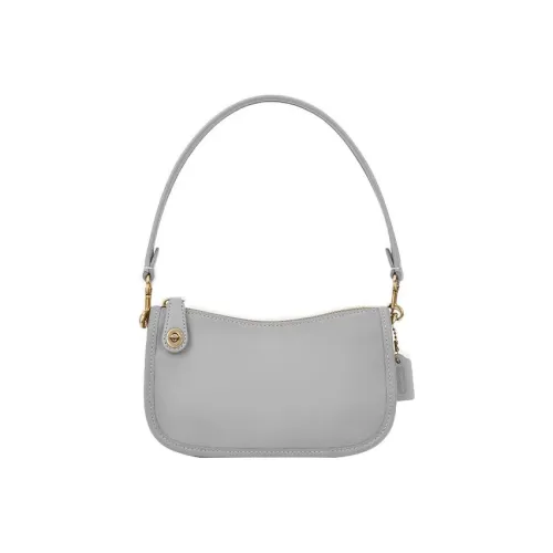 COACH Swinger Коровья кожа Полумесяц Сумка Маленькая сумка Плечевая сумка Сумка Маленькая Женская Серого цвета