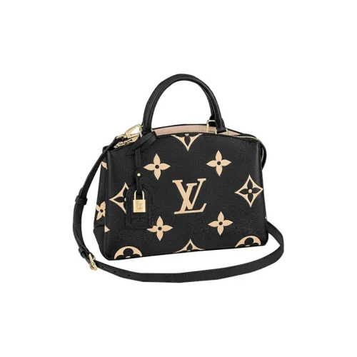 LOUIS VUITTON Petit Palais Коровья крупнозернистая текстура Сумка через плечо Сумка Обычная Женская Черный и Экрю