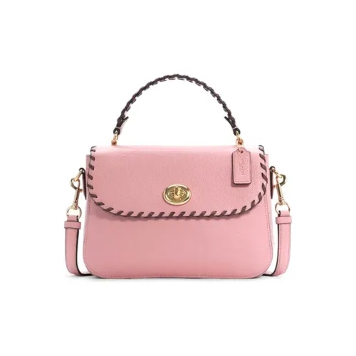 COACH Кожа Текстиль Сумка с цепочкой Почтовая сумка Сумка через плечо Сумка среднего размера Женская Вишневый цветок Розовый