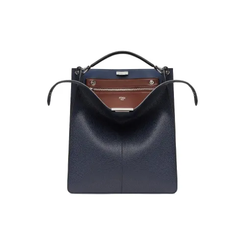 FENDI Peekaboo ISeeU Роман Noleather Сумка-тоут Сумка для покупок Сумка через плечо Мужская сумка Темно-синий