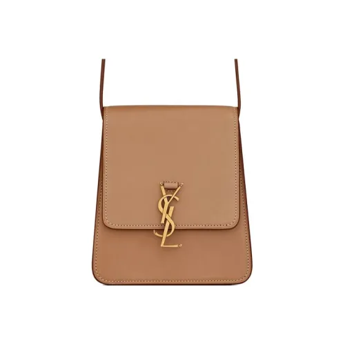 SAINT LAURENT Kaia Растительное дубление кожа Сумка через плечо Сумка на плечо Женская Коричневый Золотой