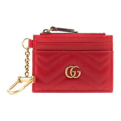 GUCCI Marmont Кожа Держатель для карт Женские Hibiscus Red