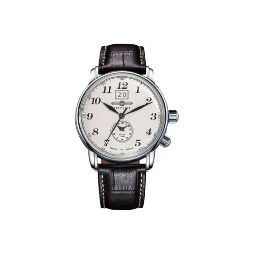ZEPPELIN Piaget Collection Кварцевый механизм Мужские часы Циферблат 42 Белый Нержавеющая сталь Корпус Кожаный ремешок 7644 5