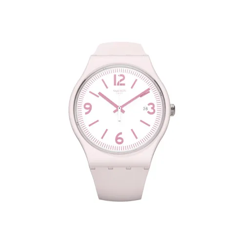 SWATCH ENGLISH ROSE Collection Кварцевый механизм Женские часы 41 мм Розовый циферблат Часы Пластиковый корпус часов