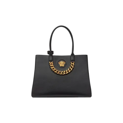 VERSACE La Medusa Коровья кожа Тоут Сумка Сумка для покупок Сумка через плечо Сумка Большая Женская Черная