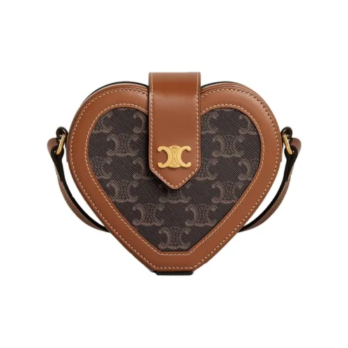 CELINE TambourTriomphe Холст And Коровья кожа Сумка через плечо Стандартная Женская Рыжевато-коричневый