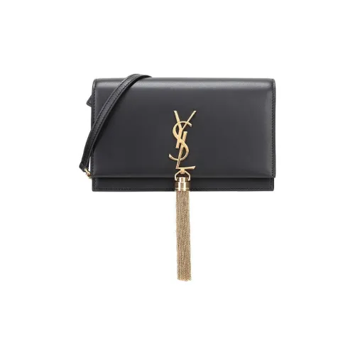 SAINT LAURENT Коровья кожа бахрома кошелек сумка через плечо сумка женская черный