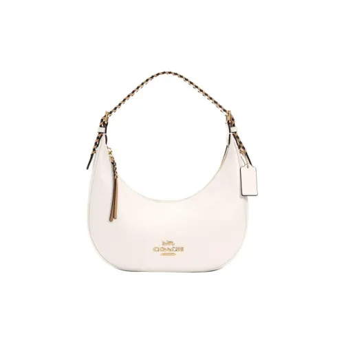 COACH Bailey Утонченный Каменная Кожа с Гладкой Кожей Сумка-Хобо Плечевая Сумка Сумка Большая Женская Белая
