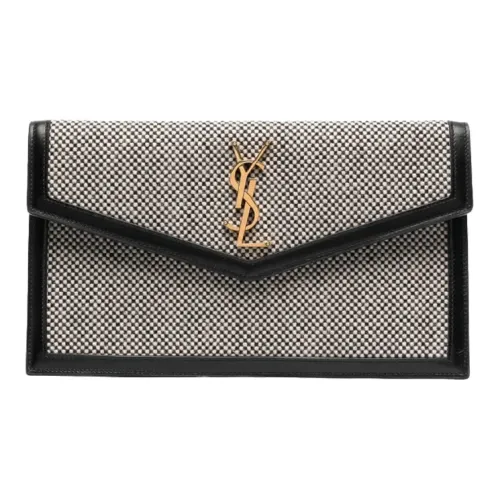 SAINT LAURENT UPTOWN Твил Шерпа Конверт Одно Плечо Через Плечо Клатч Маленький Женский Черный