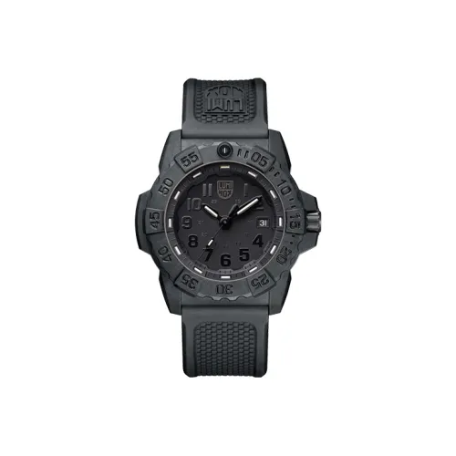 LUMINOX Кварцевый механизм Мужские часы Часы 45 мм Черный циферблат Углеродное волокно Чехол для часов Резиновый ремешок