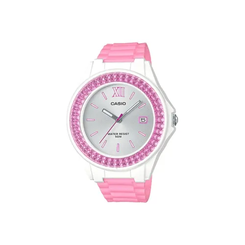 CASIO Платье Кварцевый механизм Смольный ремешок Часы Женские Серебристый циферблат