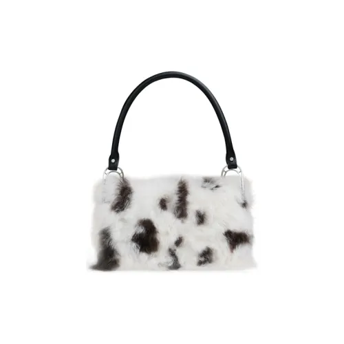 APEDE MOD Овчина Коровья кожа Квадратная сумка Сумка на плечо Сумка Женская Белая Коричневая Прямые волосы