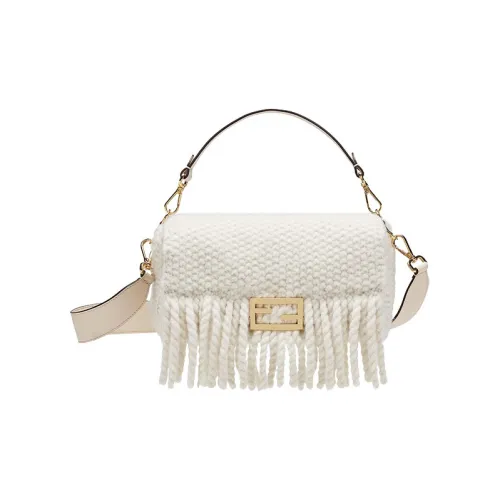 FENDI Baguette Шерсть Сумка Baguette Сумка через плечо Сумка на одно плечо Сумка среднего размера Женская Белая