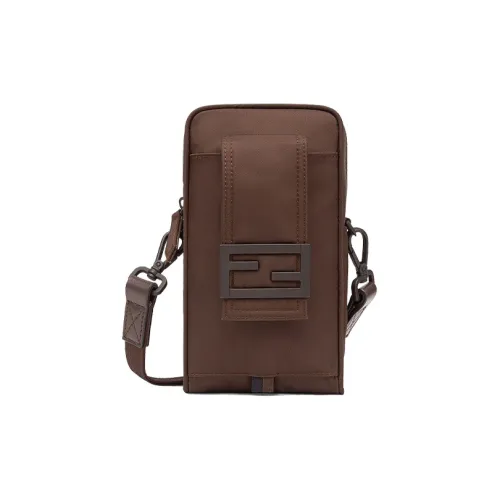 FENDI Baguette Полиамид Сумка-багет Чехол для телефона Сумка через плечо Мужская Коричневая