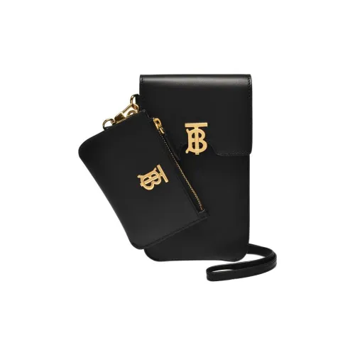 Burberry Телячья кожа Двойной Карман Чехол для телефона Кошелек Женские Черный