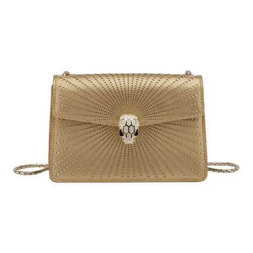 BVLGARI Serpenti Forever Сумка через плечо из коровьей кожи Мини Женская Золотая