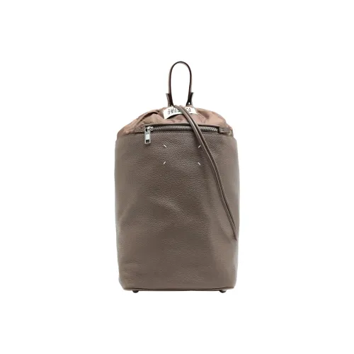 Maison Margiela Hammered Текстура Кожа Ведрообразная Сумка Сумка через плечо Мужская Коричневая