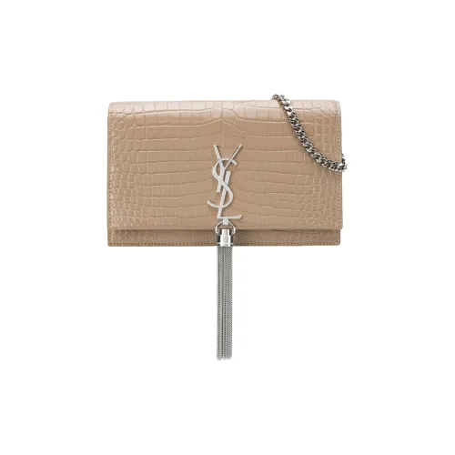 SAINT LAURENT Кожа Кошелек Сумка через плечо Мини Женская Бежевая Молочно-чайная