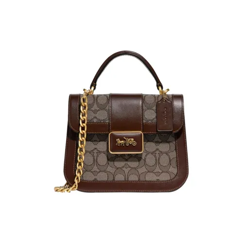 COACH Alie Холст и Кожа Сумка Сумка через плечо Сумка через плечо Маленькая Женская Коричневая