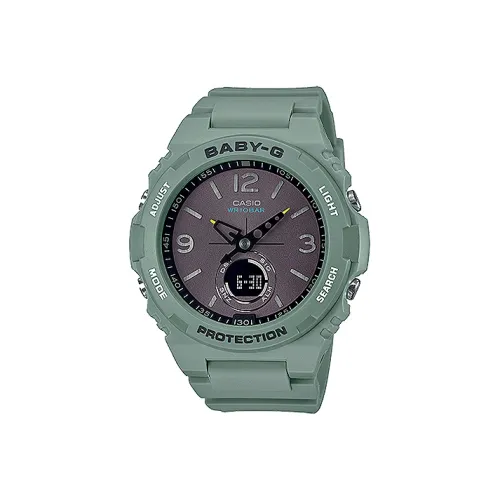 CASIO Малыш г Theme Коллекция Кварцевый механизм Смольный ремешок Часы Женские Серый циферблат BGA 260 3A