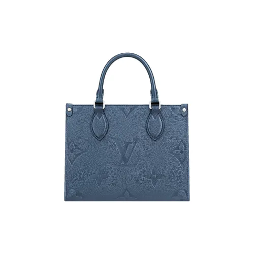 LOUIS VUITTON С рельефом Тисненый Коровья кожа Джунгли Сумка Тоут Сумка Сумка для покупок Сумка Сумка через плечо Маленькая Женская Синяя