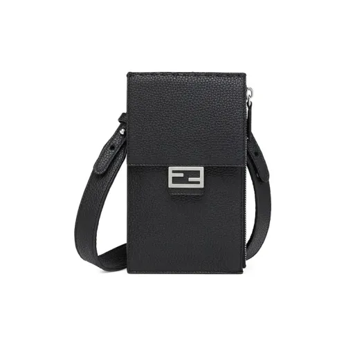 FENDI Baguette Коровья кожа Сумка-багет Сумка через плечо Чехол для телефона Мужской Черный