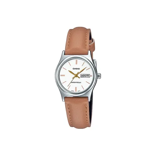 CASIO Standard Series Кварцевый механизм Кожаный ремешок Часы Женские Белый циферблат