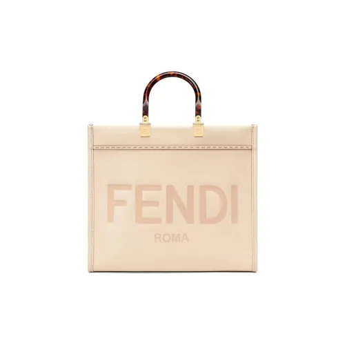 FENDI Кожа Sunshine Сумка Тоут Сумка Сумка для покупок Сумка через плечо Сумка среднего размера Женская Розовая