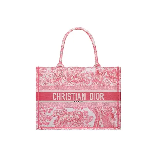 DIOR BookTote Ткань Тоут Сумка Сумка для покупок Сумка среднего размера Женская Пионово-розовый