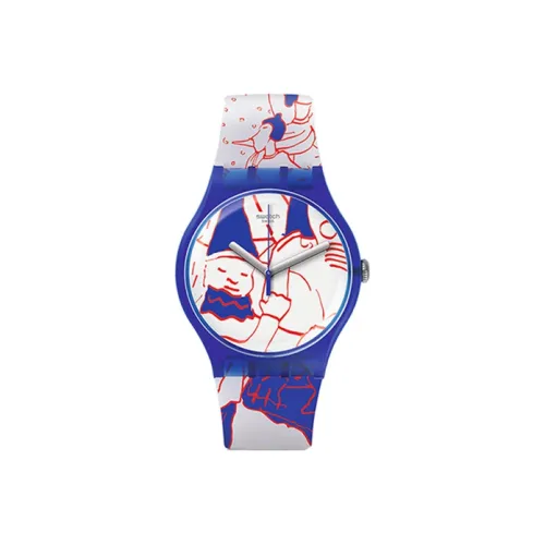 Swatch Quartz Механизм Унисекс Часы 41 мм Белый Циферблат Пластиковый Корпус Часы Силиконовый Ремешок