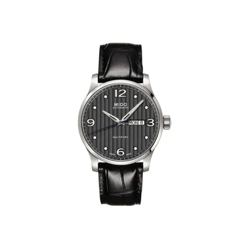 Mido Helm Автоматический Механический Часы Мужские 42 мм Черный Циферблат Коровья Кожа Ремешок