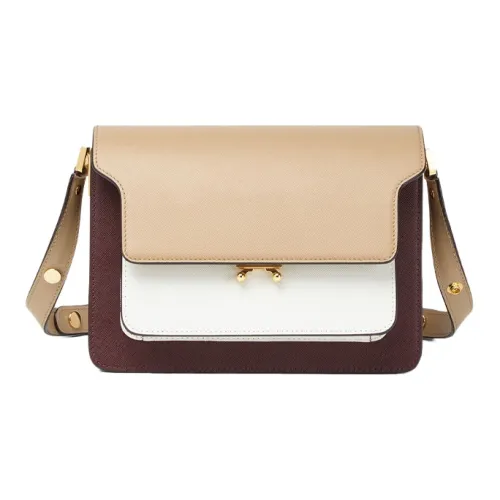 MARNI Основная часть Телячья кожа Сумка на плечо Маленькая Женская Бежевая Белая Бургунди Многоцветная