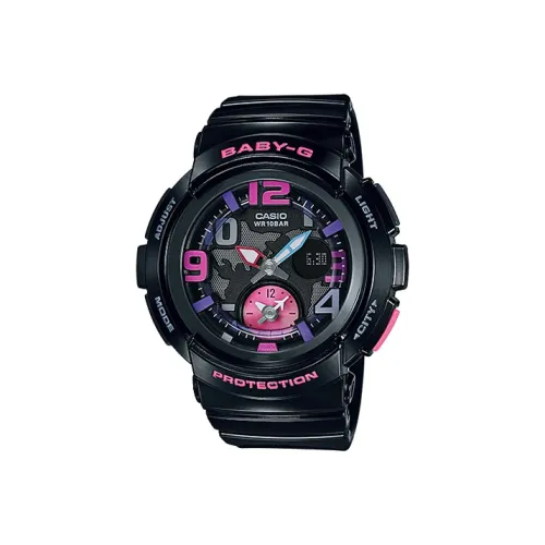 CASIO Baby G Collection Кварцевый механизм Смольный ремешок Женские часы Черный циферблат BGA 190 1BDR