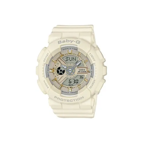 CASIO Baby G Кварцевый механизм Смольный ремешок Часы Женские Белый циферблат