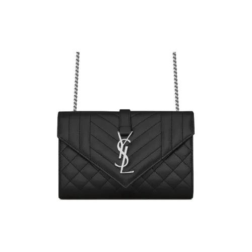 SAINT LAURENT Конверт GRAIN LEATHER Сумка-конверт Сумки через плечо Сумка на плечо Маленькая Женская Черная