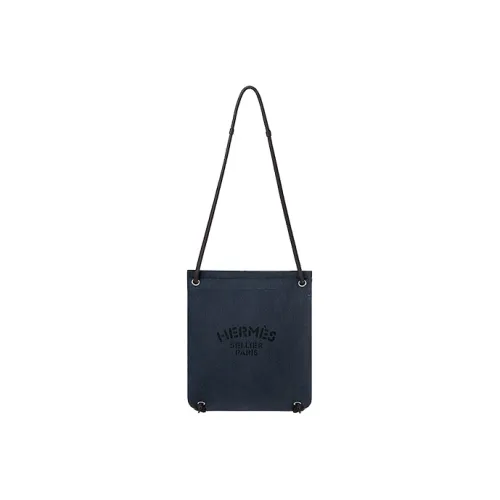 HERMES Aline Холст Swift Телячья кожа And Хлопок Одно плечо Через плечо Рюкзак Унисекс Темно-синий Ebony Темно-синий Ebony