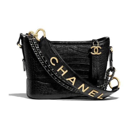 CHANEL Сумка-хобо из коровьей кожи маленькая женская черная