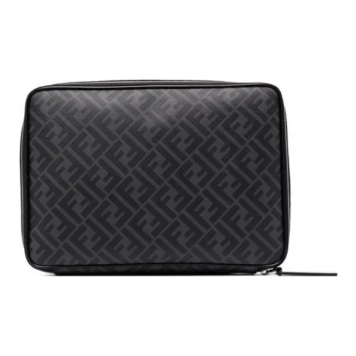 FENDI Покрытие Холст с кожаной вставкой Клатч Мужской Черный Серый