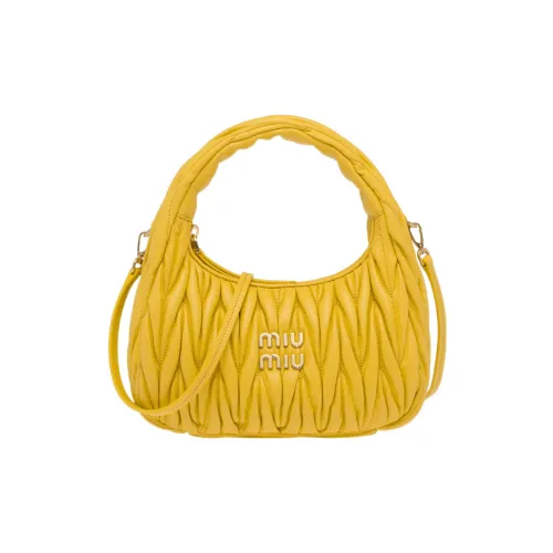 MIU MIU Wander Series Мягкая сумка-хобо из овечьей кожи сумка через плечо женская солнечно-желтая