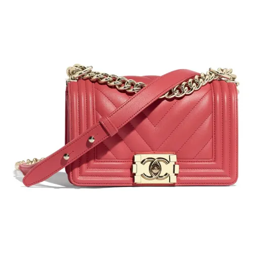 CHANEL LEBOY Корова Кожа Сумка через плечо Сумка с цепочкой Плечевая сумка Маленькая Женская Персиково-розовая