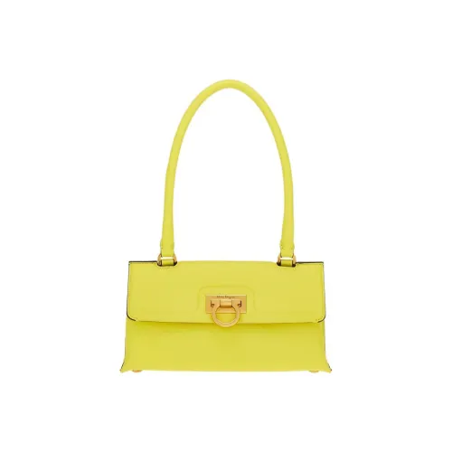 FERRAGAMO Trifolio Телячья кожа Сумка через плечо Сумка Женская Светло-желтая