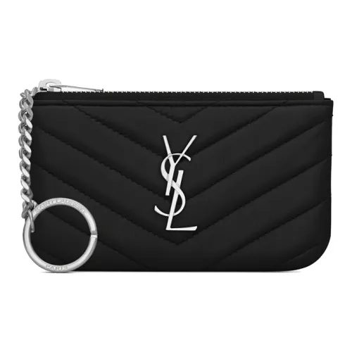 SAINT LAURENT Монограмма Коровья кожа Key Pouch Женские Черный
