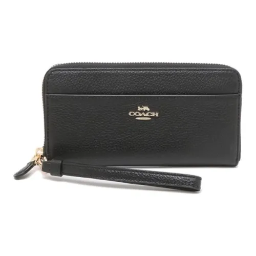 COACH Accordion Zip Кожа Кошелек Женские Черный