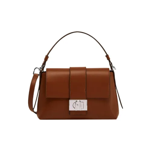 Furla Charlie Мягкая Телячья Кожа Плечевая Сумка Маленькая Женская Коричневая